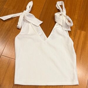 Papermoon White V-Neck Tie-Shoulder Camisole